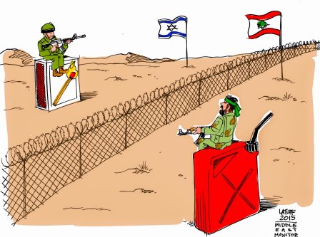 Israel, Lebanon tensions at the border - Cartoon [Latuff/MiddleEastMonitor]