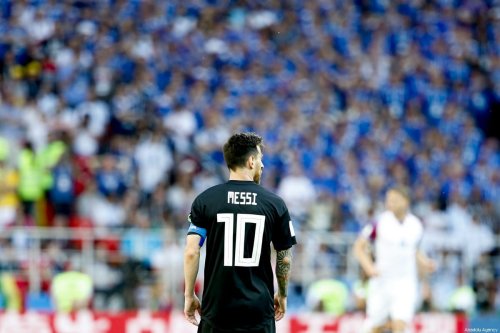 Lionel Messi of Argentina is seen during the 2018 FIFA World Cup Russia Group D match between Argentina and Iceland at the Spartak Stadium in Moscow, Russia on June 16, 2018. ( Sefa Karacan - Anadolu Agency )