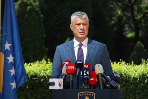 President of Kosovo Hashim Thaci holds a press conference at the presidential office in Pristina, Kosovo on September 07, 2020 [Erkin Keçi - Anadolu Agency]