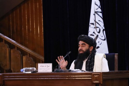 Taliban spokesperson Zabihullah Mujahid holds a press conference in Kabul, Afghanistan on September 06, 2021 [Haroon Sabawoon/Anadolu Agency]