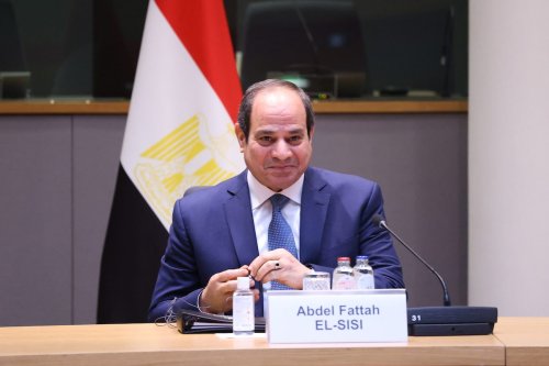 Egyptian President Abdel Fattah Al-Sisi in Brussels, Belgium on February 16, 2022 [EU Council/Anadolu Agency]
