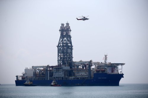 Turkiye's fourth drilling ship arrives at Tasucu Port in Mersin, Turkiye on 19 May 2022 [Sezgin Pancar/Anadolu Agency]