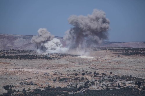 Smoke rises in Idlib, Syria on 8 September 2022 [Izzeddin Kasim/ Anadolu Agency]