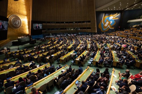 77th session of the United Nations General Assembly at UN headquarters in New York City on September 20, 202 [Tayfun Coşkun - Anadolu Agency]