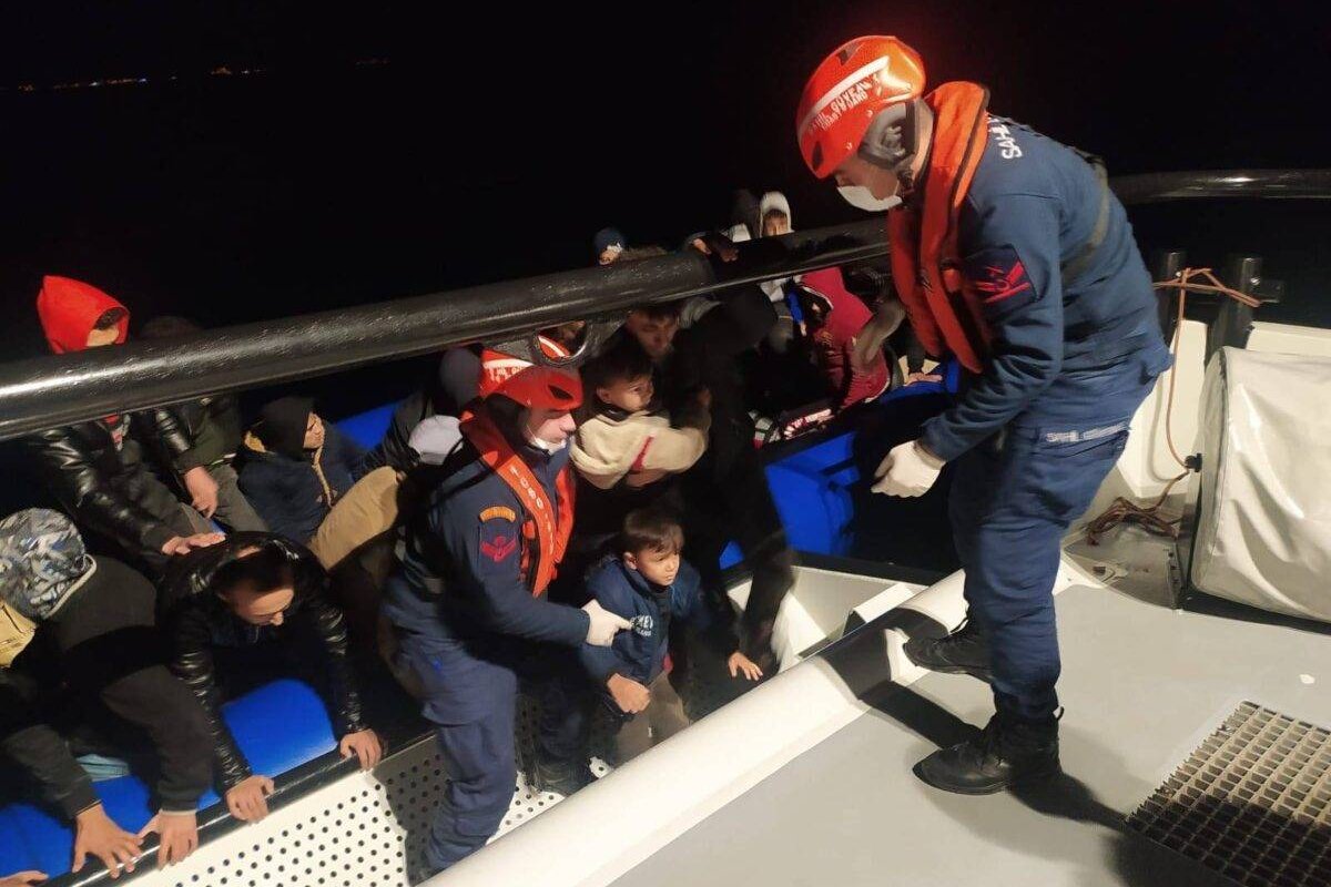 Turkish Coast Guard units rescue 130 irregular migrants after Greek authorities pushed them into Turkish territorial waters in Izmir, Turkiye. [Turkish Coast Guard Command - Anadolu Agency]