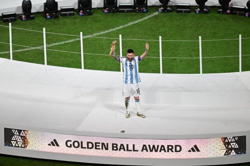 Lionel Messi of Argentina is seen with the Golden Boot award after the FIFA World Cup Qatar 2022 Final match between Argentina and France at Lusail Stadium on December 18, 2022 in Lusail City, Qatar [Erçin Ertürk/Anadolu Agency]