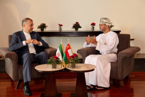 Foreign Minister of Oman Sayyid Badr Albusaidi (R) meets with Iranian Foreign Minister Hossein Amir-Abdollahian (L) in Muscat, Oman on December 28, 2022 [Iranian Foreign Ministry - Anadolu Agency]