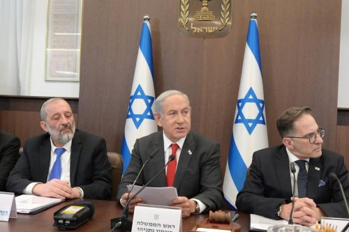 Prime Minister of Israel Benjamin Netanyahu (C) holds weekly cabinet meeting at the Knesset (Israeli Parliament) in Jerusalem [Israeli Government Press Office - Anadolu Agency]