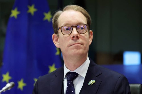 Swedish Foreign Minister Tobias Billstrom makes a speech as he attends the Foreign Relations Committee of the European Parliament at the EU Council headquarter in Brussels, Belgium on January 24, 2023 [Dursun Aydemir - Anadolu Agency]