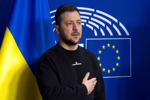 Ukrainian President Volodymyr Zelenskyy in Brussels, Belgium on February 09, 2023. [Dursun Aydemir - Anadolu Agency]