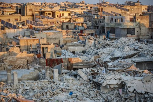 A view of damage from Atarib district of Syria, affected by Kahramanmaras-centered earthquakes, on February 21, 2022 [Muhammed Said - Anadolu Agency]