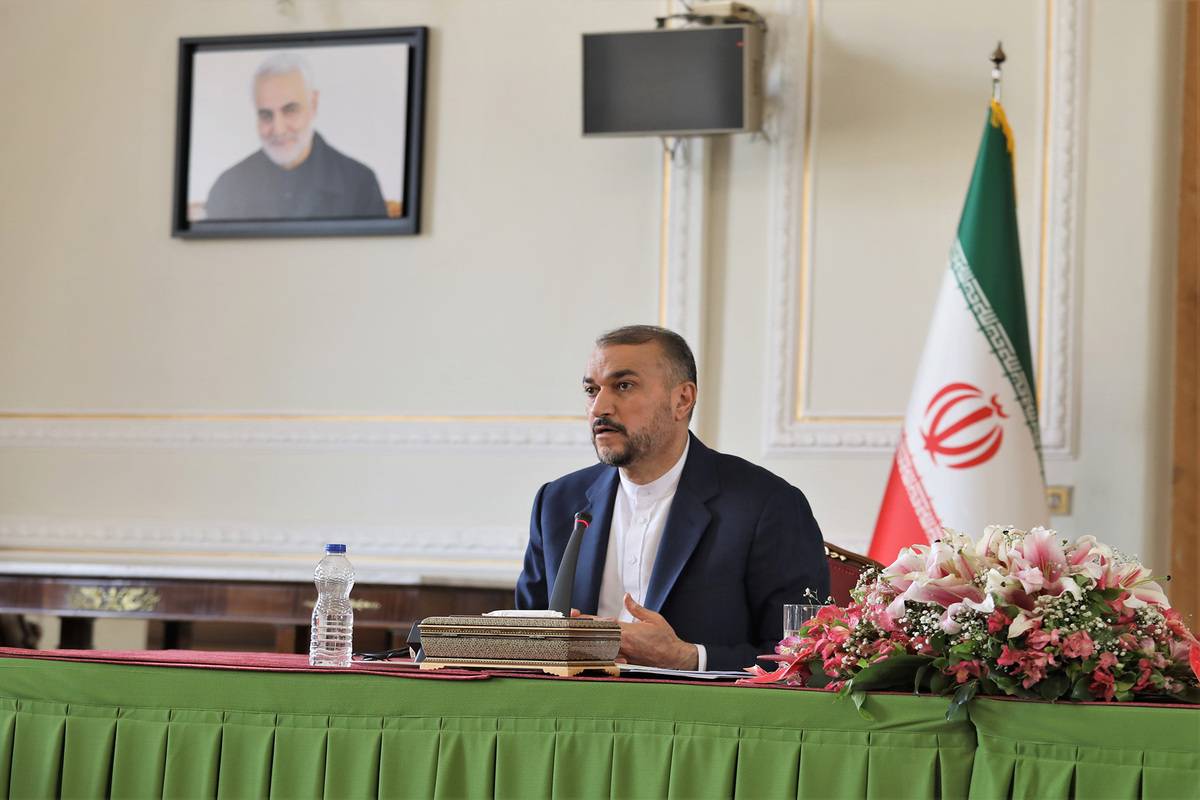 Minister of Foreign Affairs of Iran, Hossein Amir-Abdollahian gives a news conference in Tehran, Iran on March 19, 2023 [Iranian Foreign Ministry/Anadolu Agency]