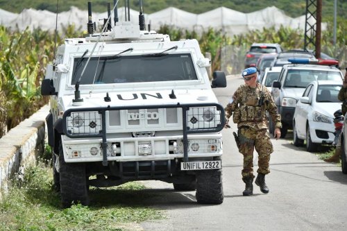The Lebanese army and the United Nations Interim Peacekeeping Force (UNIFIL) inspect the area after Israeli attacks near the city of Tyre on April 07, 2023 [Hussam Shbaro - Anadolu Agency]