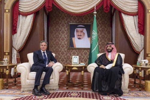 Saudi Arabian Crown Prince Mohammed bin Salman (R) meets with United States Secretary of State Antony Blinken (L) in Riyadh, Saudi Arabia on June 07, 2023 [Royal Court of Saudi Arabia - Anadolu Agency]