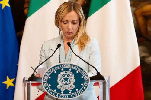 Italian Prime Minister Giorgia Meloni gives a speech in Rome, Italy. [ ITA Prime Ministry / Palazzo Chigi - Anadolu Agency]