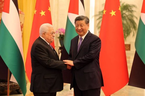 Palestinian President Mahmoud Abbas meets Chinese President Xi Jinping in Beijing, China on June 14, 2023. [PALESTINIAN PRESIDENCY - Anadolu Agency]