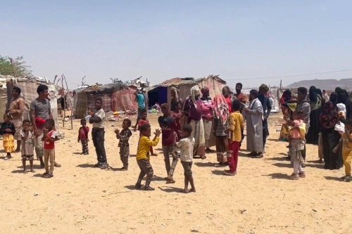Somalis, fled from the war, live at makeshift tents of Ajlaniye Refugee Camp in Hadramut City, Yemen on July 02, 2023. [Ali Ebubekir Tokcan - Anadolu Agency]