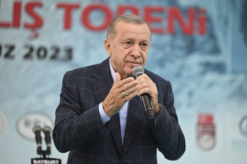Turkish President Recep Tayyip Erdogan in Bayburt, Turkiye on July 8, 2023 [Emin Sansar/Anadolu Agency]