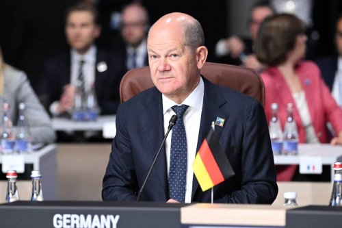 German Chancellor Olaf Scholz attends the first day session of NATO Heads of State and Government Summit at the Lithuanian Exhibition and Congress Centre (LITEXPO) in Vilnius, Lithuania on July 11, 2023 [Dursun Aydemir/Anadolu Agency]