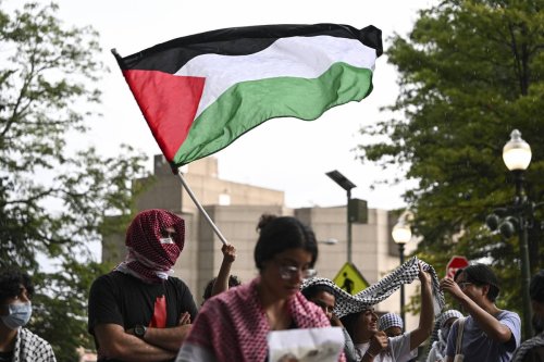 The Palestinian Youth Movement held a rally and a demonstration outside of the Israeli Embassy in Washington DC to protest Israeli raids in the West Bank City of Jenin [Celal Güneş - Anadolu Agency]