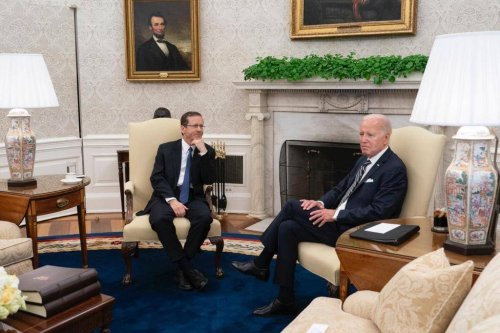 U.S. President Joe Biden (R) meets with Israeli President Isaac Herzog (L) at the White House in Washington D.C., United States on July 18, 2023 [Haim Zach (GPO) / Handout - Anadolu Agency]