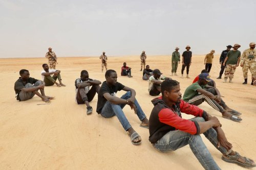 African irregular migrants stranded near the Libya-Tunisia border on July 30, 2023 [Hazem Turkia/Anadolu Agency]
