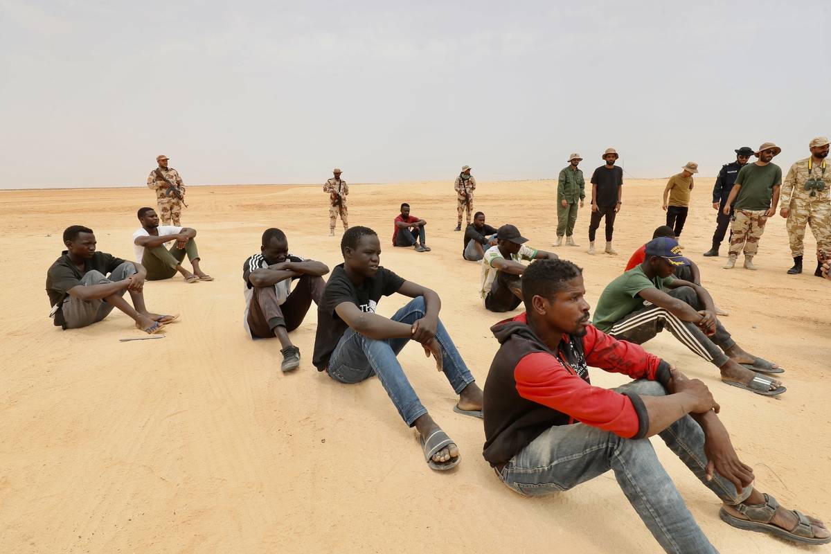 African irregular migrants stranded near the Libya-Tunisia border on July 30, 2023 [Hazem Turkia/Anadolu Agency]
