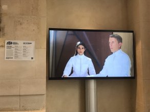 Video screen for Gulf Futurism at ASIA NOW [Naima Morelli]