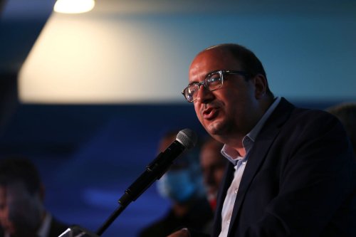 Sami Abu Shehadeh, a member of the Knesset for the Arab Joint List, addresses supporters during a conference in the city of Shefa Amr, Israel on March 23, 2021, after the end of voting in the fourth national election in two years [Mostafa Alkharouf - Anadolu Agency]