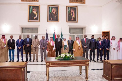 Agreement on a short-term ceasefire and humanitarian arrangements between representatives of the Sudanese Armed Forces and the Rapid Support Forces signed in Jeddah on 21 May 2023 [@KSAmofaEN/Twitter]