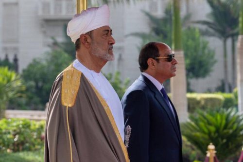 The Sultan of Oman Haitham Bin Tarik arrives in Egypt on an official visit to meet with President Abdel Fattah Al-Sisi on 21 May 2023 [@RoyalOmanFamily/Twitter]