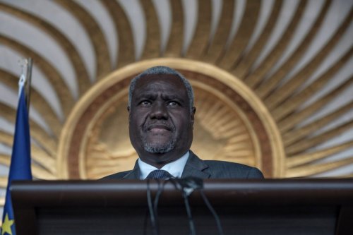 The Chairperson of the African Union, Moussa Faki Mahamat speaks during a briefing to the press, during the visit of the President of the European Commission in Addis Ababa, on December 7, 2019. [DUARDO SOTERAS/AFP via Getty Images]