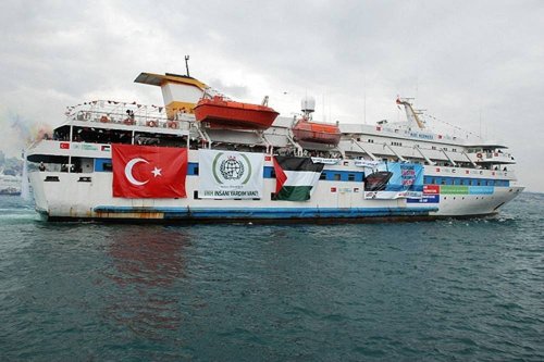Turkish ship Mavi Marmara taking part in the 'Freedom Flotilla' heading towards the Gaza Strip on May 28, 2010 [Free Gaza Movement/AFP via Getty Images]