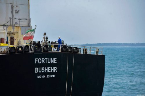The Iranian-flagged oil tanker docked in Venezuela, on May 25, 2020 [AFP via Getty Images]