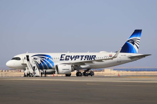 This picture taken on June 20, 2020 shows a view of an EgyptAir Airbus A320neo aircraft on the tarmac [KHALED DESOUKI/AFP via Getty Images]