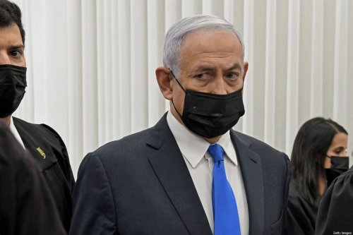 Israeli Prime Minister Benjamin Netanyahu attends a hearing in his corruption trial at the Jerusalem district court, on 8 February 2021. [REUVEN CASTRO/POOL/AFP via Getty Images]