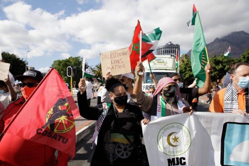 Participants march against Israel treatment of Al-Aqsa on May 12, 2021 in Cape Town, South Africa [ER Lombard/ Gallo Images via Getty Images]
