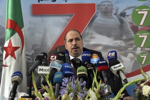 Abou el-Fadhl Baadji, Secretary General of the National Liberation Front (FLN), gives a press conference at the party headquarters in the capital Algiers on 16 June 2021. [RYAD KRAMDI/AFP via Getty Images]