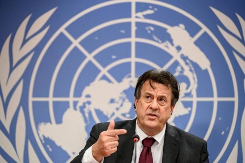 United Nation (UN) Resident and Humanitarian Coordinator in Yemen David Gressly gestures during a press conference on the humanitarian situation in Yemen on October 11, 2021 in Geneva [FABRICE COFFRINI/AFP via Getty Images]