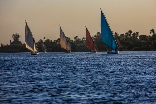 A view of sailboats as transportation providing on the Nile River in Cairo, Egypt on May 01, 2023 [Ummu Nisan Kandilcioglu/Anadolu Agency via Getty Images]