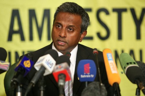 Amnesty International secretary general Salil Shetty speaks during a press conference at the journalists' syndicate in the Egyptian capital Cairo on June 25, 2011 [PEDRO COSTA/AFP via Getty Images]
