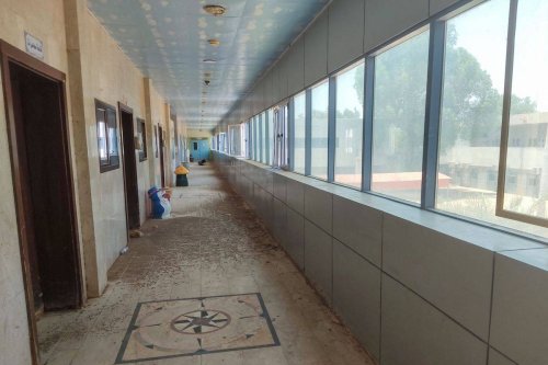 A picture shows an empty hallway at Soba University Hospital in southern Khartoum, on June 3, 2023, where only the dialysis department remains open. [AFP via Getty Images]