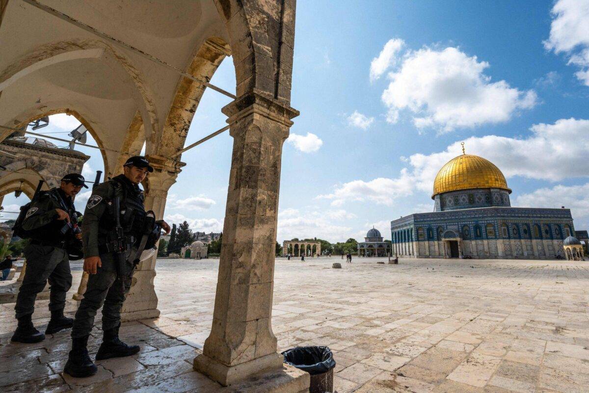 Israeli police stand guard by Al-Aqsa Mosque compound in Jerusalem on June 18, 2023 [JEWEL SAMAD/AFP via Getty Images]