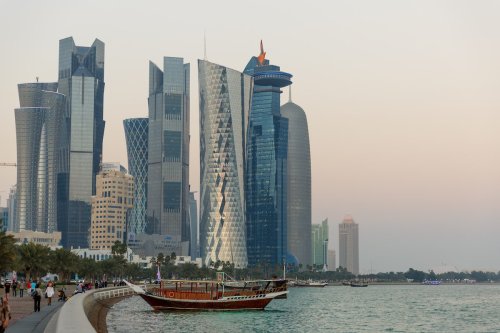 Views of the skyscraper skyline in Doha City, on the Corniche in Doha Bay. [Matthew Ashton - AMA via Getty Images]