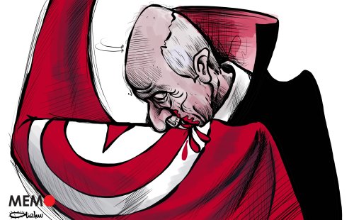 Tunisia's president Kais Saied is bleeding the country - Cartoon [Sabaaneh/Middle East Monitor]