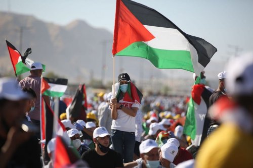 Palestinians gather to stage a protest against Jewish settlements and Israel's annexation plan of Jordan Valley in Jericho, West Bank on June 22, 2020 [Issam Rimawi / Anadolu Agency]