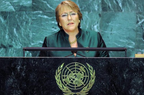 Michelle Bachelet, United Nations High Commissioner for Human Rights, addresses the United Nations General Assembly in New York [Twitter]