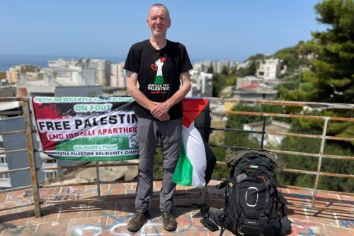 Mick Bowman reached Durres, Albania, on 20 July 2023 and is half way through his walk from Ireland to Palestine [Mike Bowman]