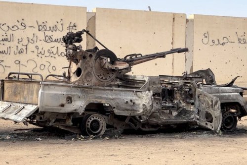 A view of vehicles of RSF, damaged after clashes between the Sudanese Armed Forces and the paramilitary Rapid Support Forces (RSF) in Khartoum, Sudan on April 18, 2023 [Ömer Erdem/AA]